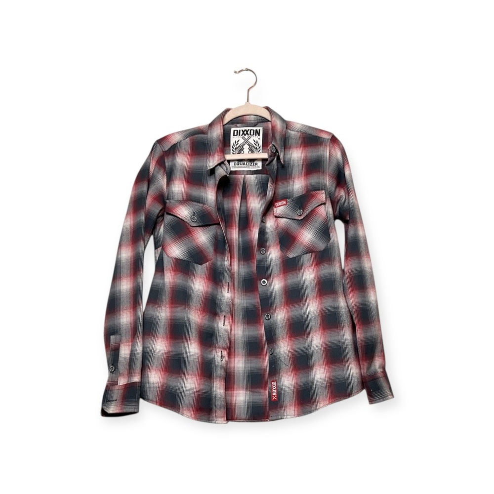 Women’s Dixxon Equalizer button-up, long sleeve flannel, size medium